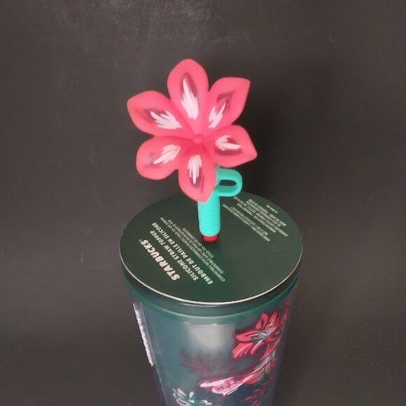 Starbucks Holiday 2022 Poinsettia Venti Tumbler + Flower Straw Topper - Picture 7 of 7